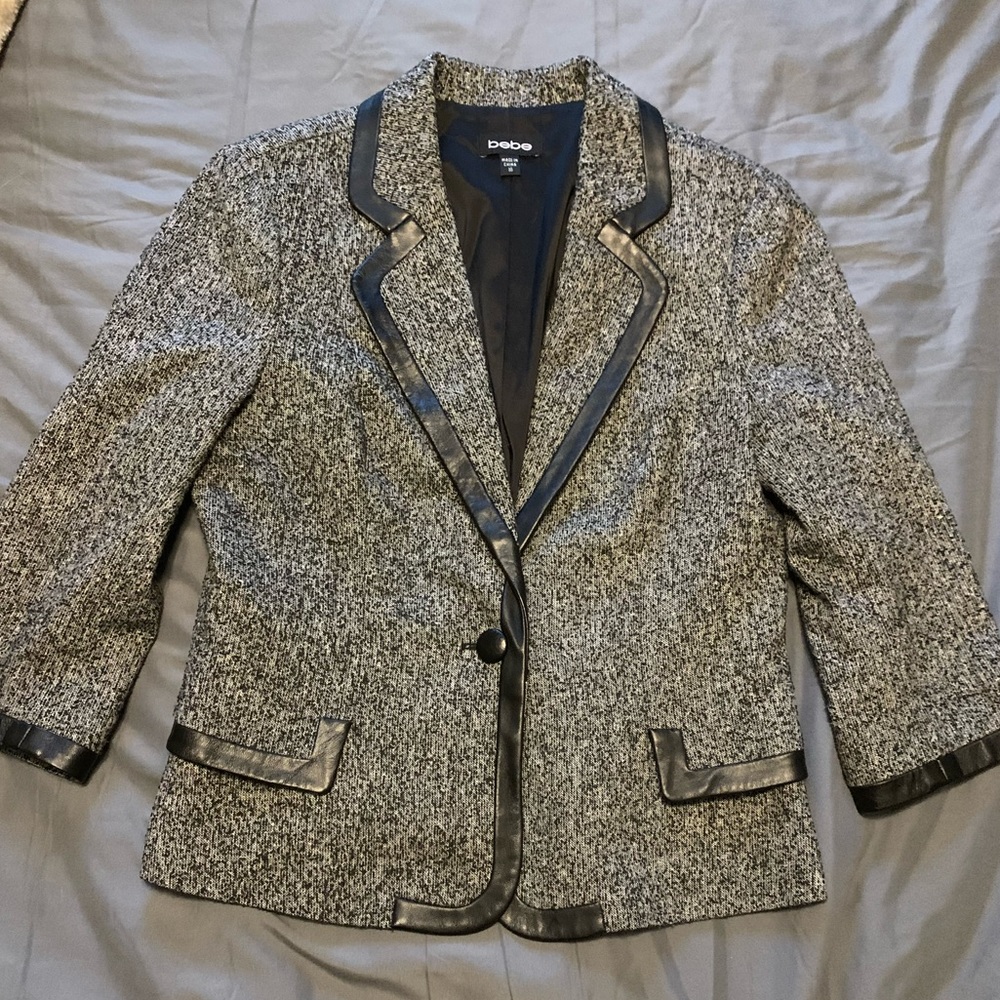 Black and grey bebe blazer.